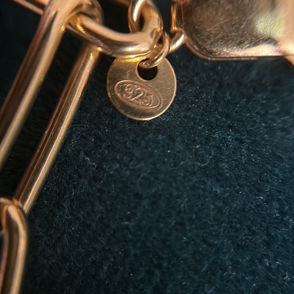 Paperclip adjustable bracelet charms 18k gold over 925 sterling silver - Picture 3 of 5